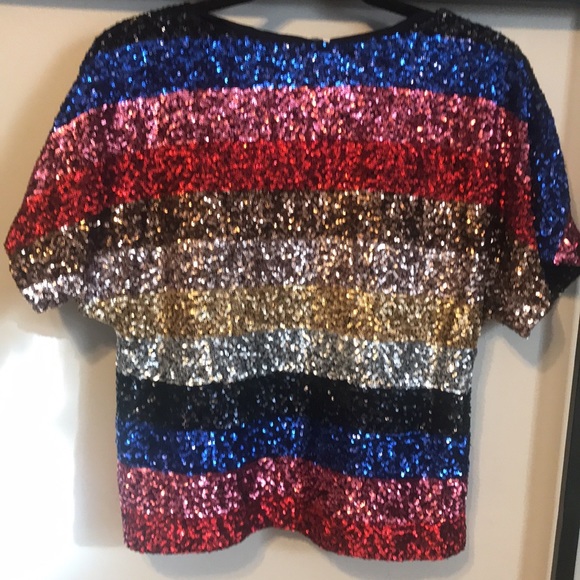Gap Sequin Striped shortsleeved Top - Picture 2 of 5